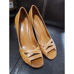 Arturo Chiang Tan Heels Leather Open Toe Xaria NEW $98 Nordstrom NO BOX